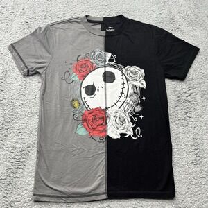 Jack Skellington T-shirt‎ XS Nightmare Before Christmas Disney Split Black Grey